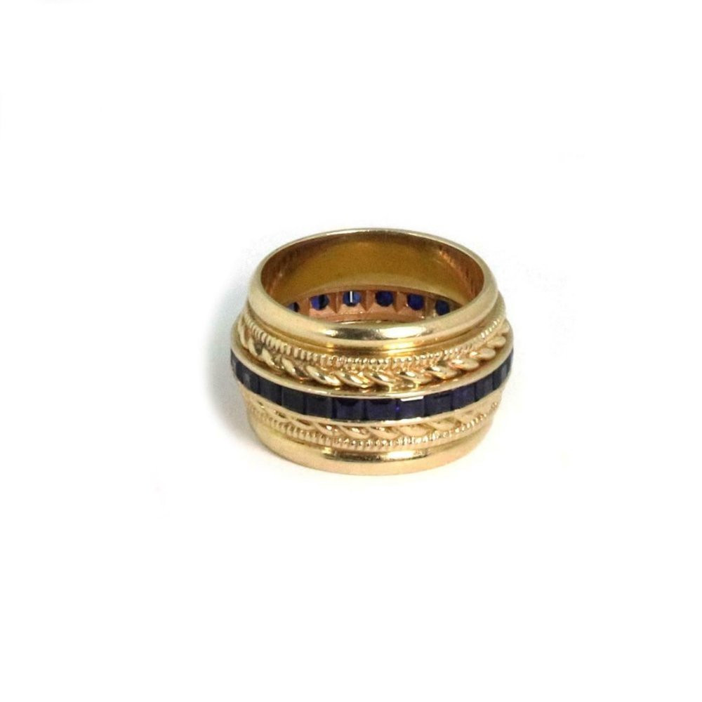 2.00ct Sapphire 14k YellowGold 12mm Wide Band Ring